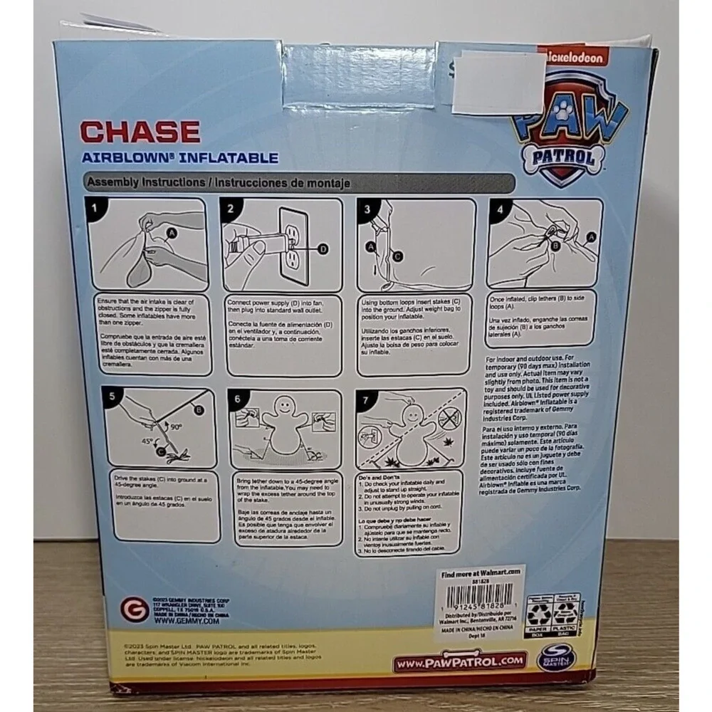 Gemmy 4.5' Airblown Paw Patrol Christmas Chase w‎ Santa Paws Sack Lights up NIB